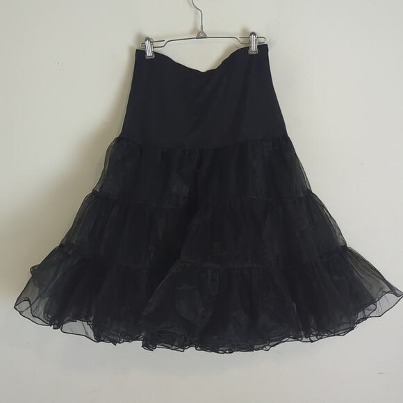 Black Crinoline Vintage Inspired Rockabilly Ruffle Tulle Tu Tu Skirt Women's M - Picture 3 of 7
